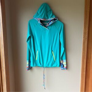 Title Nine Sunburst Hoodie Women’s S Teal Long Sleeve Rash Guard Outdoor Beach